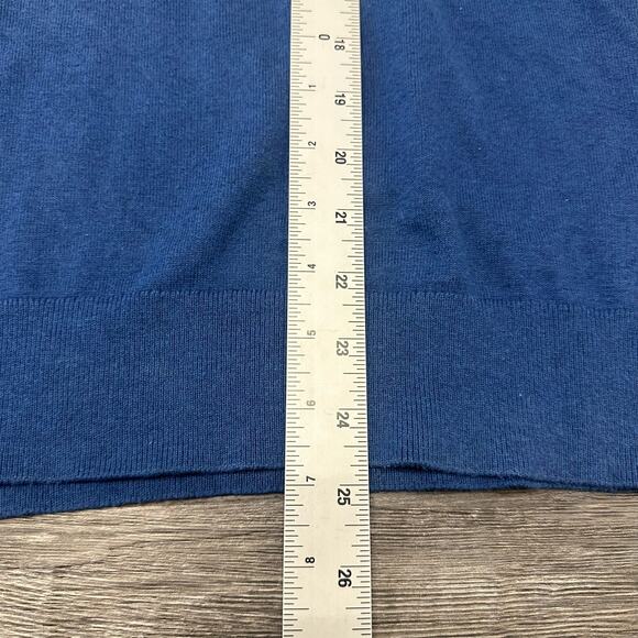 Banana Republic Blue Black Mens L Cotton Cashmere Blend 1/4 Zip Pullover Sweater - Picture 7 of 11